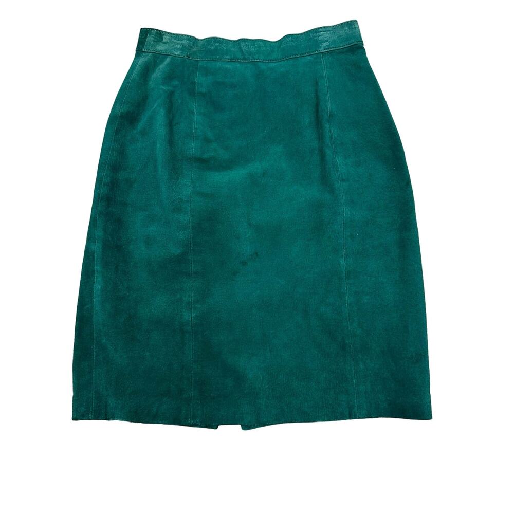 BB Dakota Suede Pencil Skirt Women 3/4 Emerald Green Good‎ Vintage 90s Lined